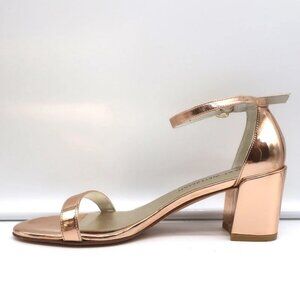 Stuart Weitzman Simple Sandals Rose Gold Metallic Leather Size 10